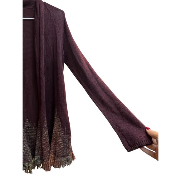 Anthropologie Moth Nevis Open Front Cardigan Sweater Medium Fringe Hem - Picture 5 of 10